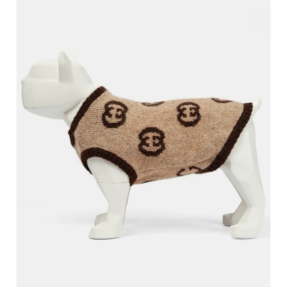 NWT GUCCI Interlocking G Mohair-Blend Dog Sweater $460 SZ L pet clothes